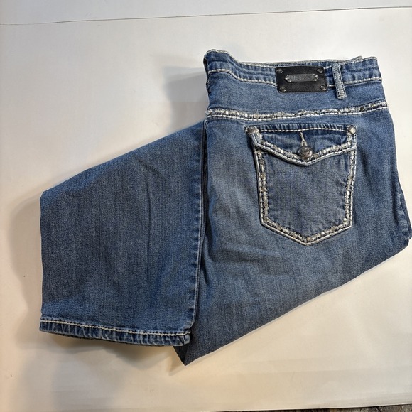 TRU LUXE Jeans Light wash rhinestone embellished womens Size 34/18 Crop Pant - Picture 1 of 10